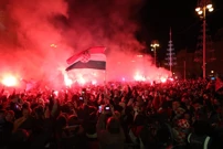 Zagreb: Veliko slavlje navijača na trgu nakon osvojene bronce na Svjetskom prvenstvu u Kataru , Foto: Sanjin Strukic /Pixsell 