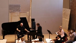 Ivan Krpan i Enrico Dindo na probi sa Simfonijskim orkestrom HRT-a u Laubi 