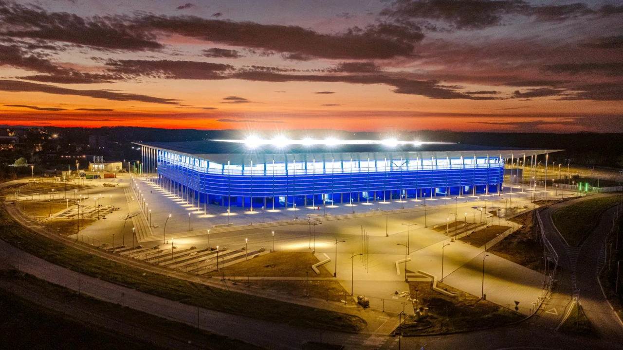  Pogled iz zraka na osvijetljeni novi stadion NK Osijeka , Foto: Davor Javorović/PIXSELL