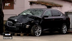 Službeni automobil oštećen u nesreći u Cerni, Foto: HRT/Radio Osijek