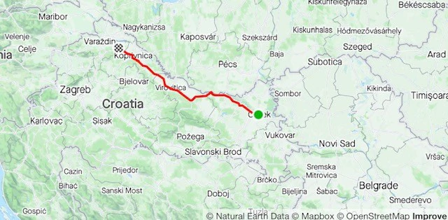 Ruta kojom biciklisti prolaze u Osječko-baranjskoj županiji