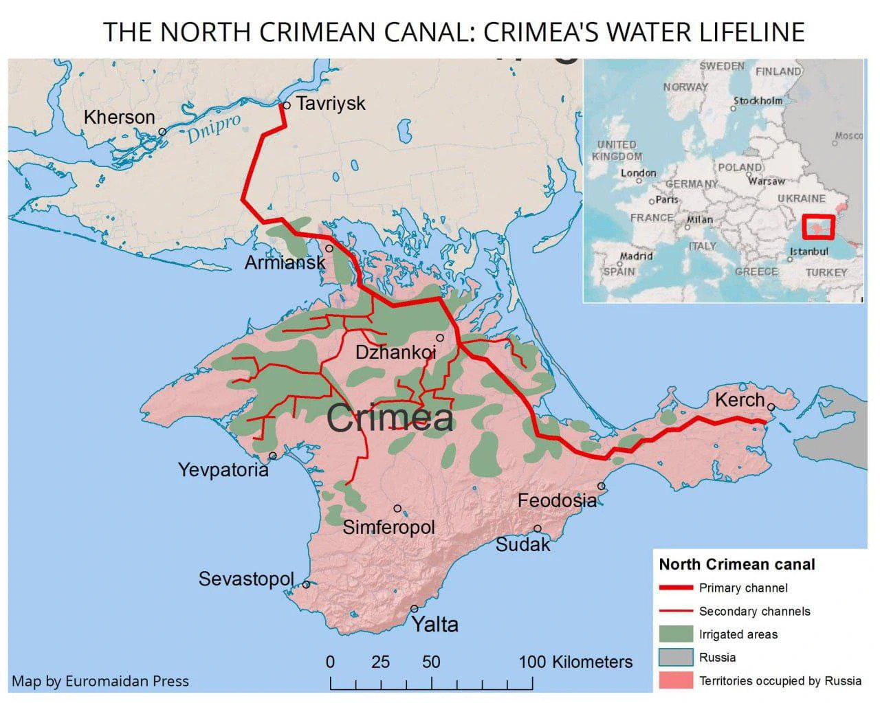 Prikaz dotoka pitke vode na poluotok Krim