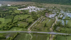 Pogled iz zraka na posljedice poplave u Gračacu, Foto: Pixsell/-