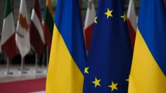 Ilustracija, ukrajinska zastava u Europskom parlamentu