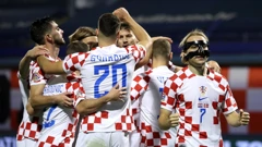 Slavlje hrvatskih nogometaša u dvoboju Lige nacija protiv Danske