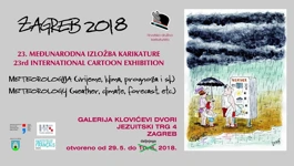 plakat Međunarodne izložbe karikatura 2018. u Zagrebu na temu meteorologije