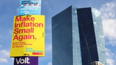 Predizborni plakat FDP-a pokraj Europske središnje banke (ECB)