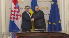 Plenković s čelnikom ukrajinskog parlamenta Ruslanom Stefančukom, Foto: HTV/HRT