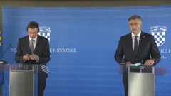 Potpredsjednik EK Valdis Dombrovskis i premijer Andrej Plenković 
