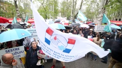 protesta de enfermeras en Zagreb