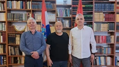 Anto Ivić, Zvonimir Divković i Miroslav Landeka u sjedištu HNV-a u Tivtu