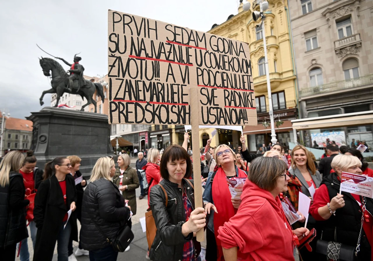 Prosvjed odgojitelja, Foto: Marko Lukunic/PIXSELL