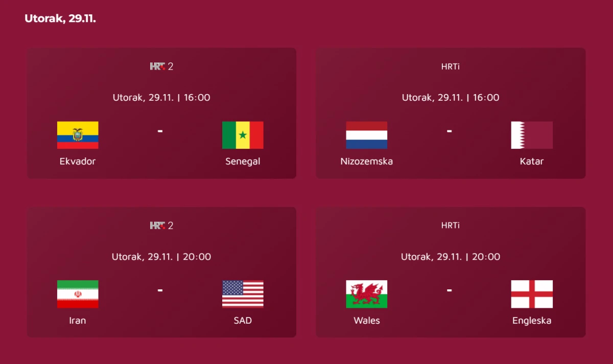 Raspored utakmica desetog dana SP-a u Kataru 